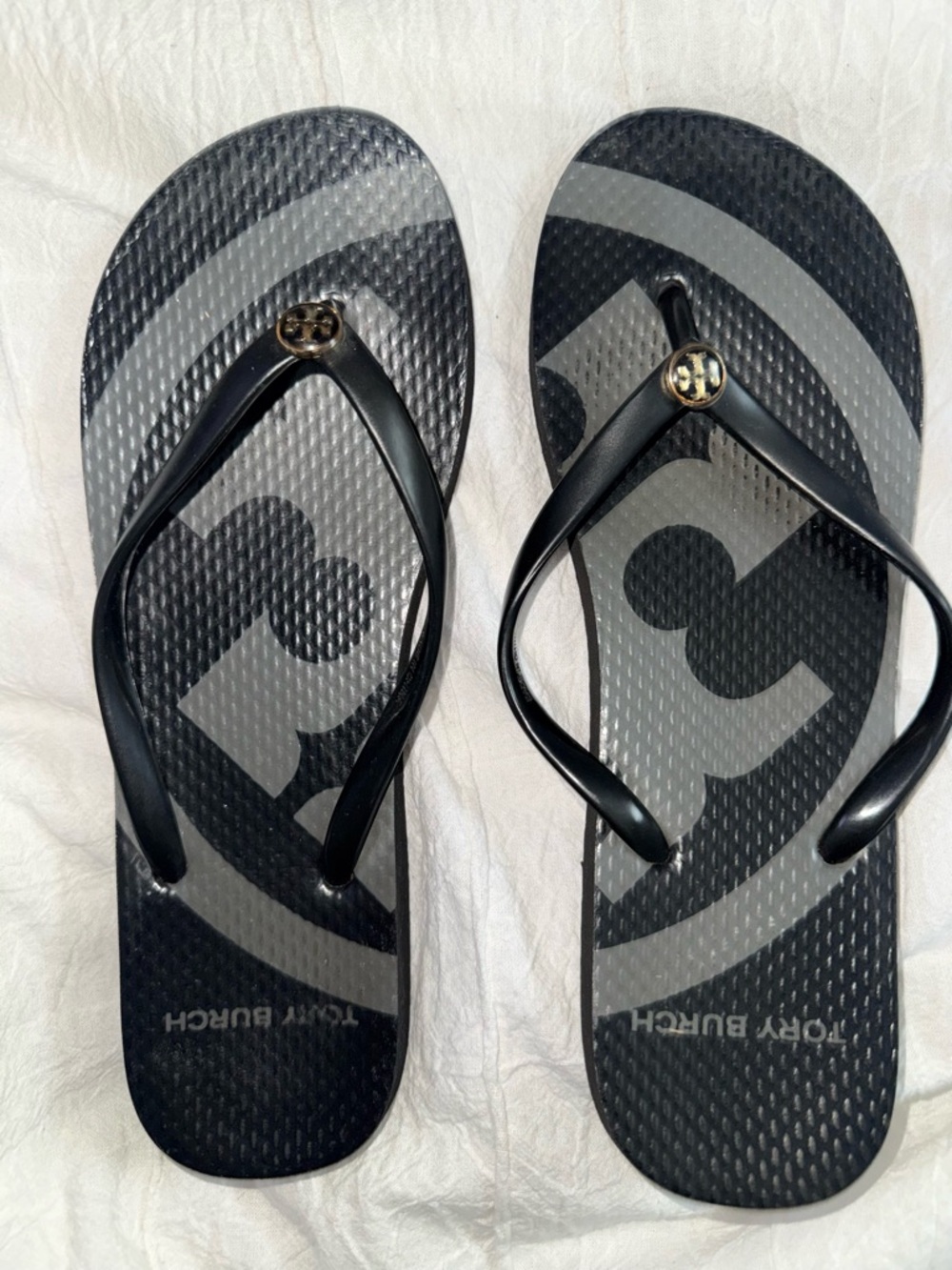Tory Birch Black rubber flip flops